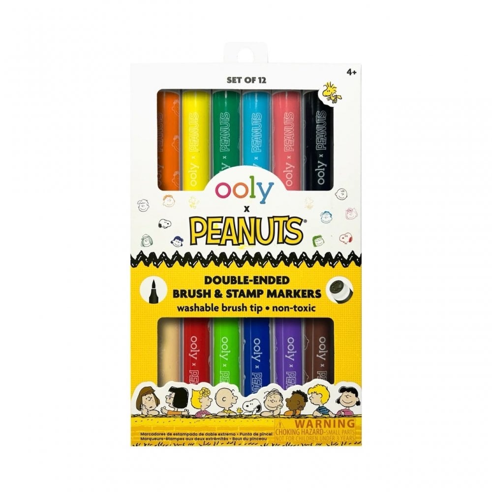OOLYx PEANUTS DOUBLE ENDED BRUSH + STAMP MARKERS (4 YEARS+)
