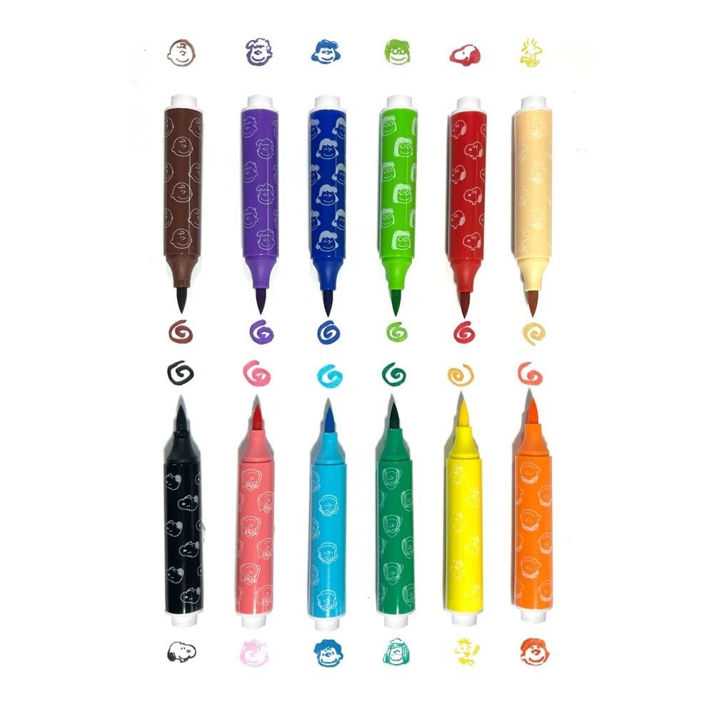 OOLYx PEANUTS DOUBLE ENDED BRUSH + STAMP MARKERS (4 YEARS+)