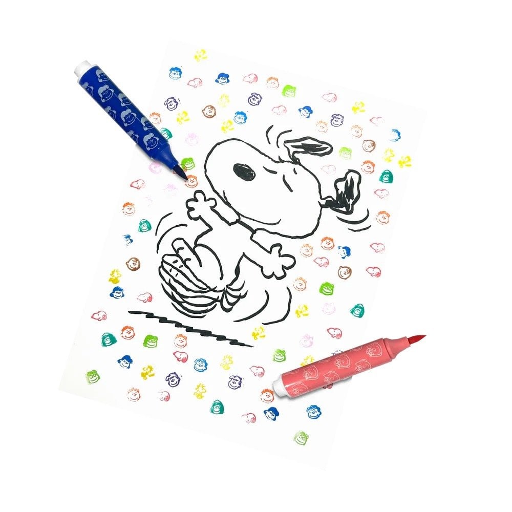 OOLYx PEANUTS DOUBLE ENDED BRUSH + STAMP MARKERS (4 YEARS+)