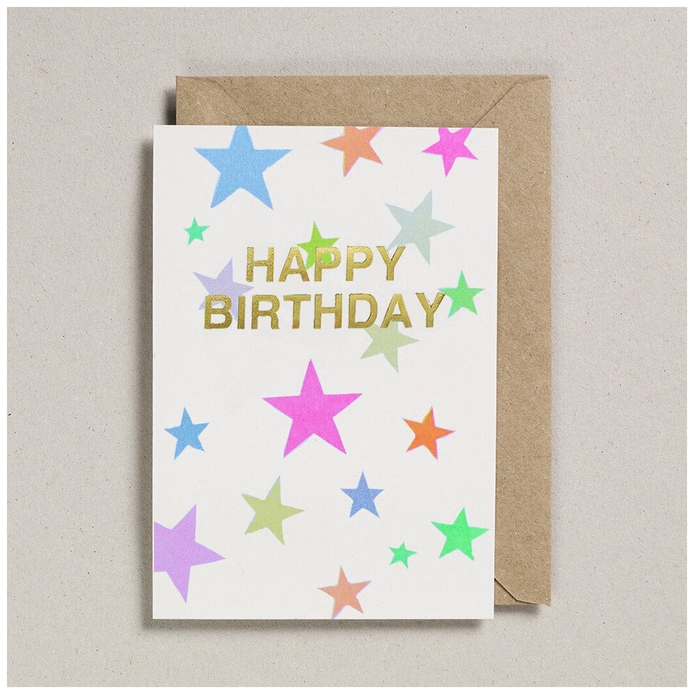 HAPPY BIRTHDAY FOILED CARD - MULTI STARS
