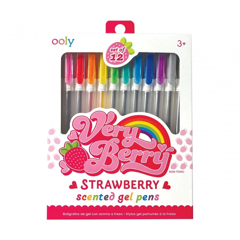 VERY BERRY STRAWBERRY SCENTED GEL PENS - 12 COLOURS (3 YEARS+)