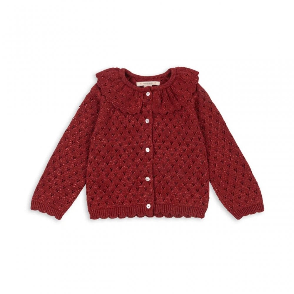 SPARKLE KNIT CARDIGAN - RED DAHLIA