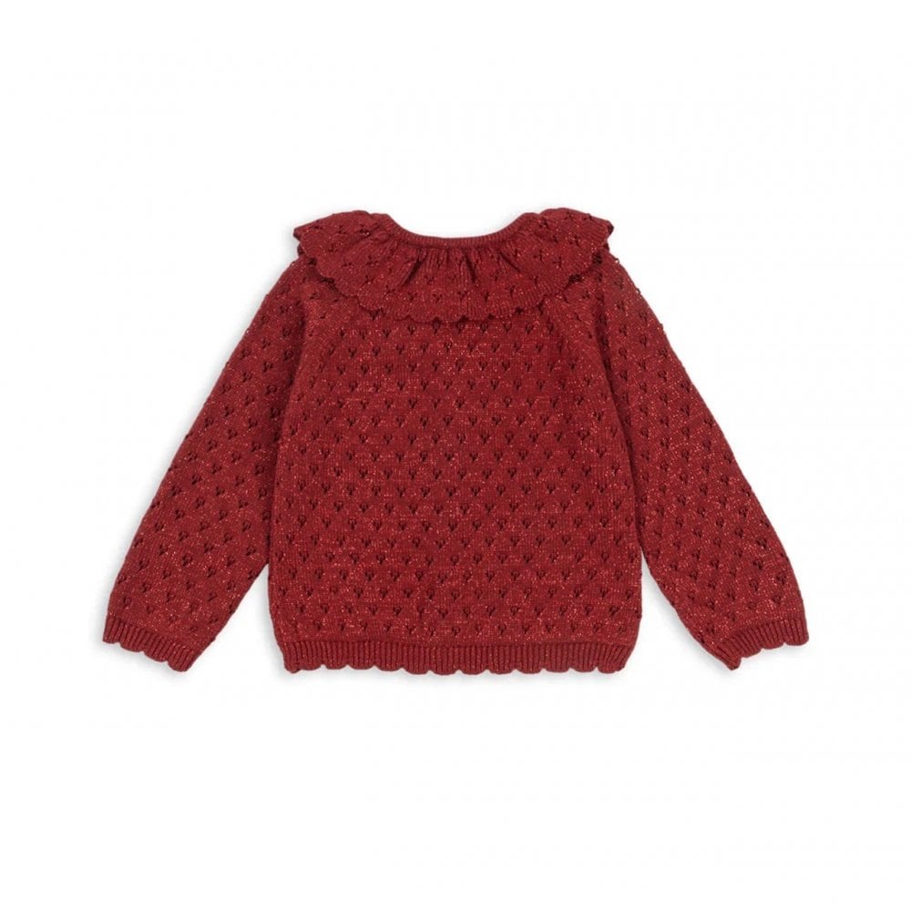 SPARKLE KNIT CARDIGAN - RED DAHLIA