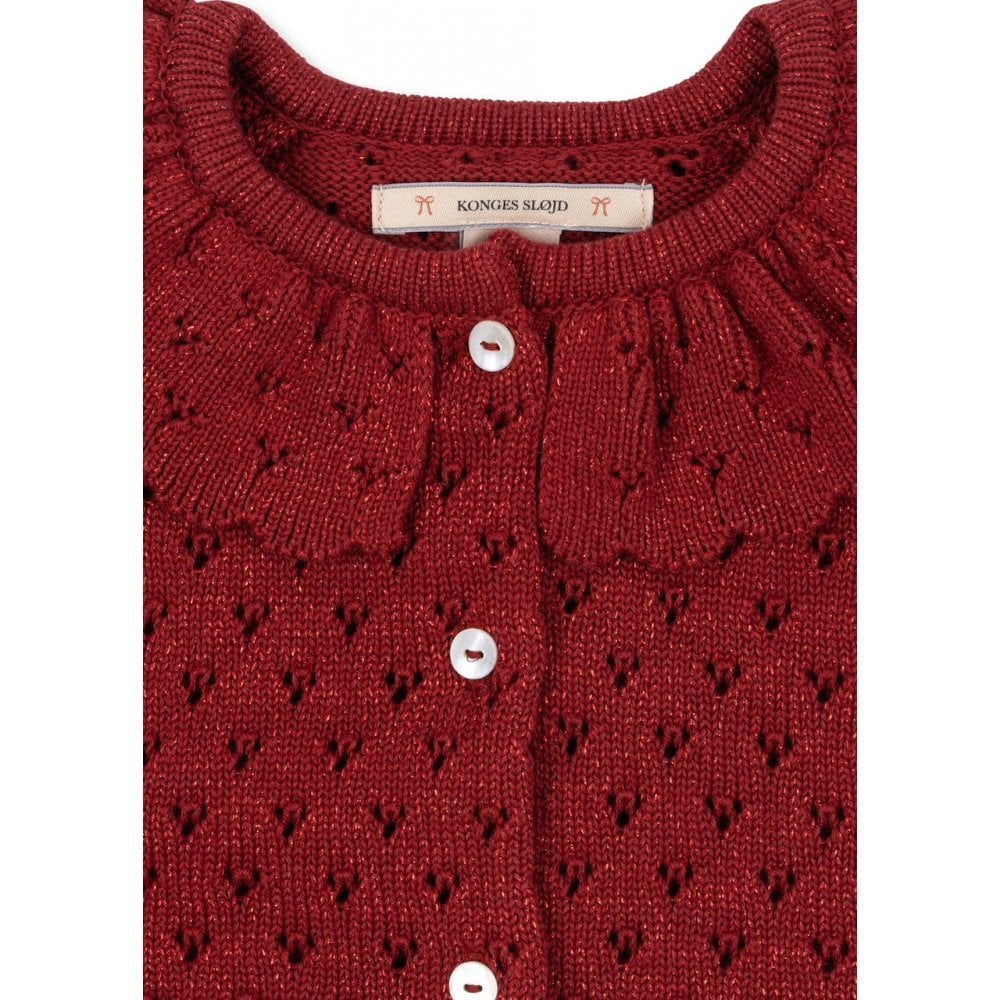 SPARKLE KNIT CARDIGAN - RED DAHLIA