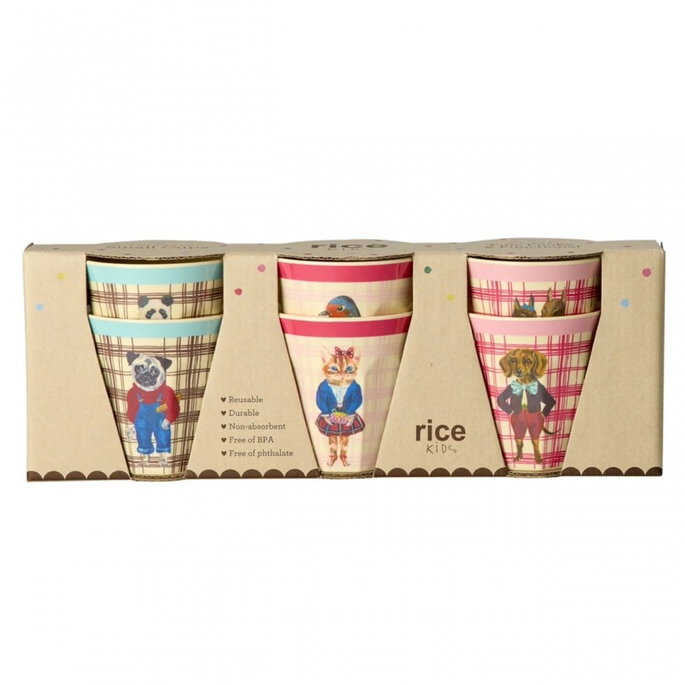 6 MELAMINE SMALL CUP SET - NATHALIE LÉTÉ PRINT PLAID