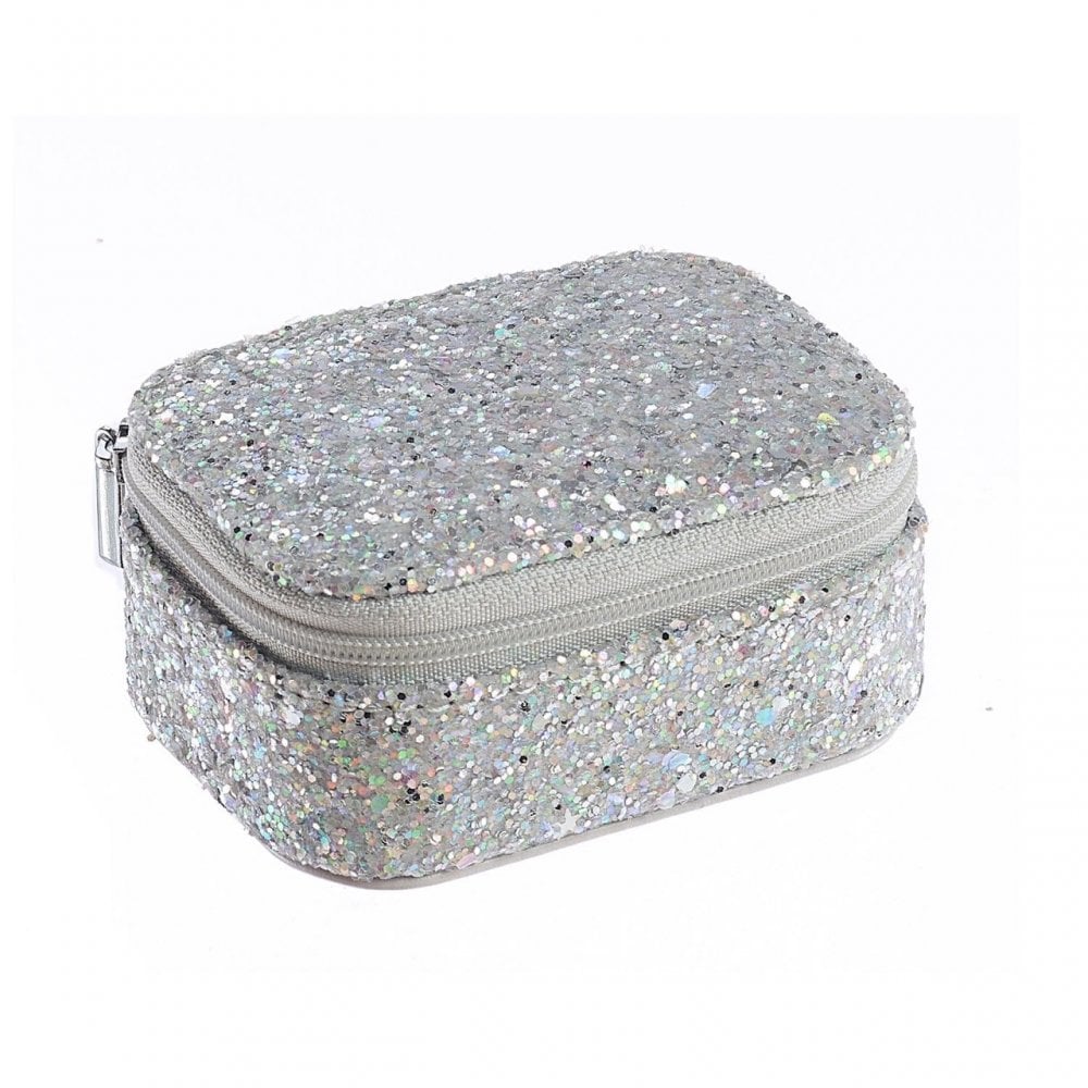 CONFETTI SILVER GLITTER JEWELLERY BOX - MINI