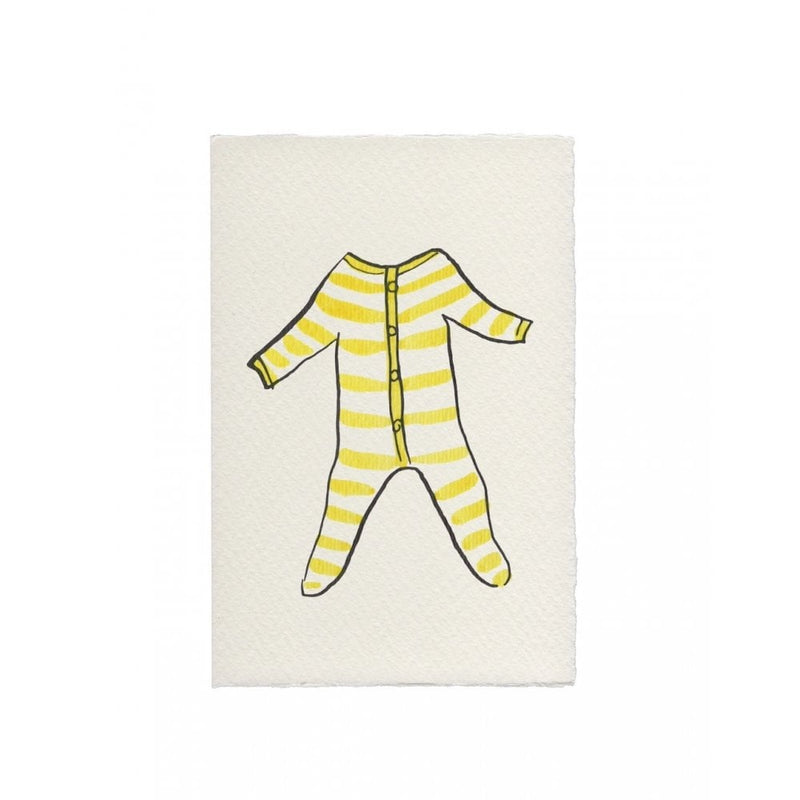 STRIPED BABY GROW BABY CARD - Yellow