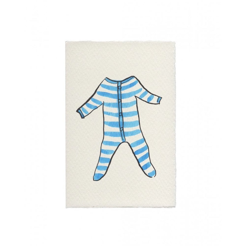 STRIPED BABY GROW BABY CARD - Blue