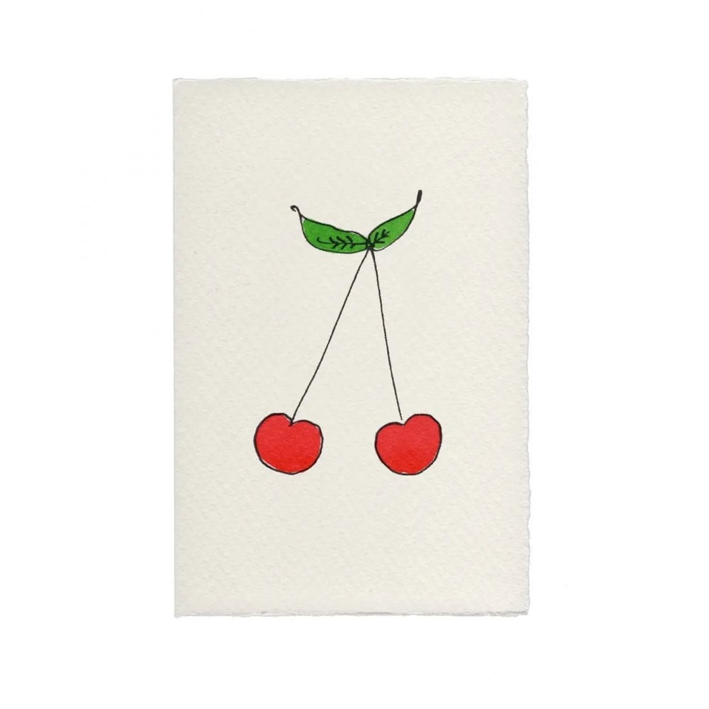 CHERRIES HAND PAINTED CARD