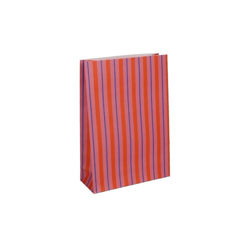 LARGE BLOCK BOTTOM GIFT BAG - Stripes Rose/Orange