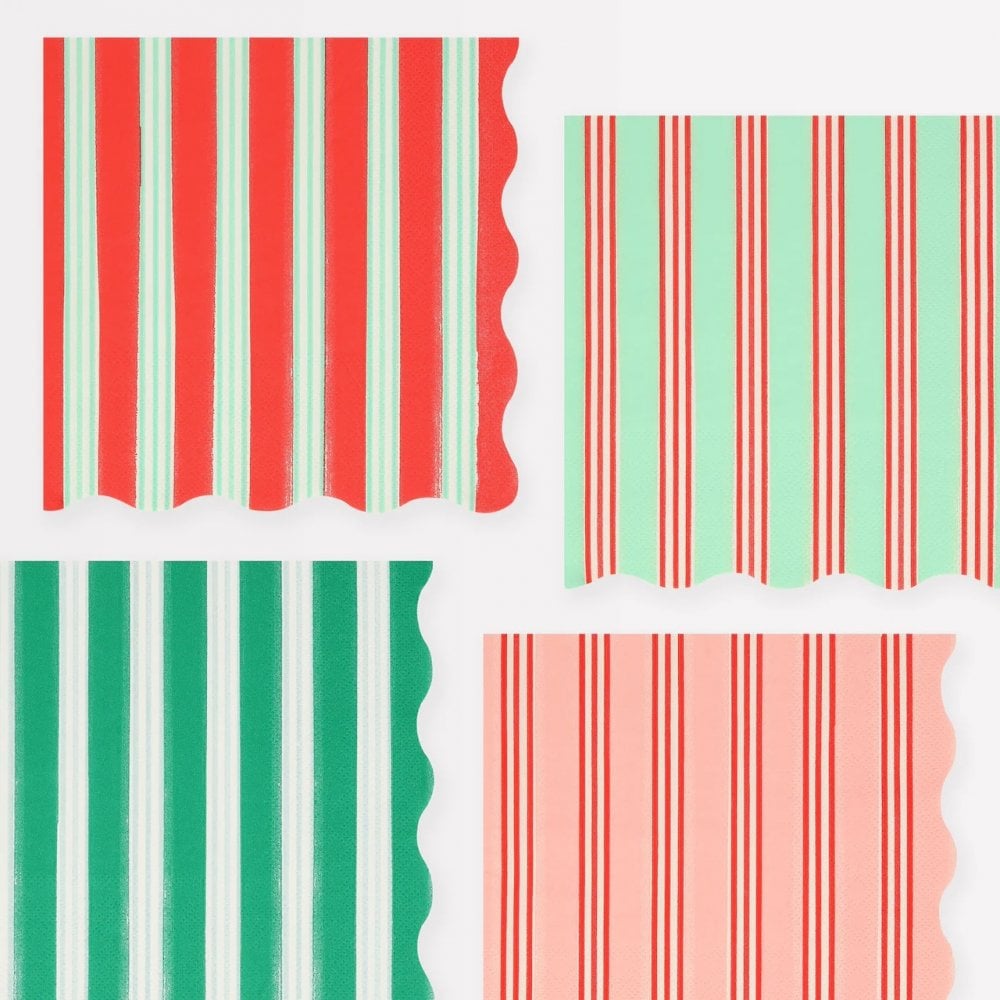 16 FESTIVE STRIPE NAPKINS