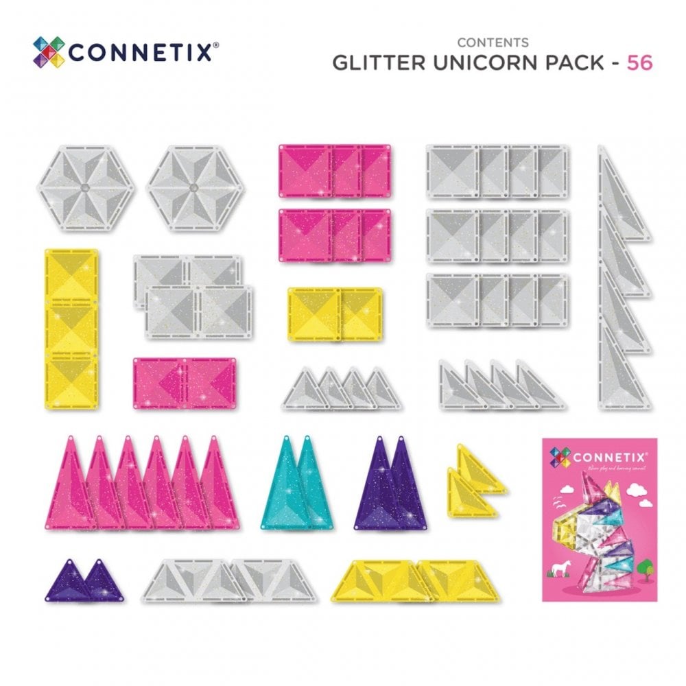 MAGNETIC TILES 56 PIECES - GLITTER UNICORN