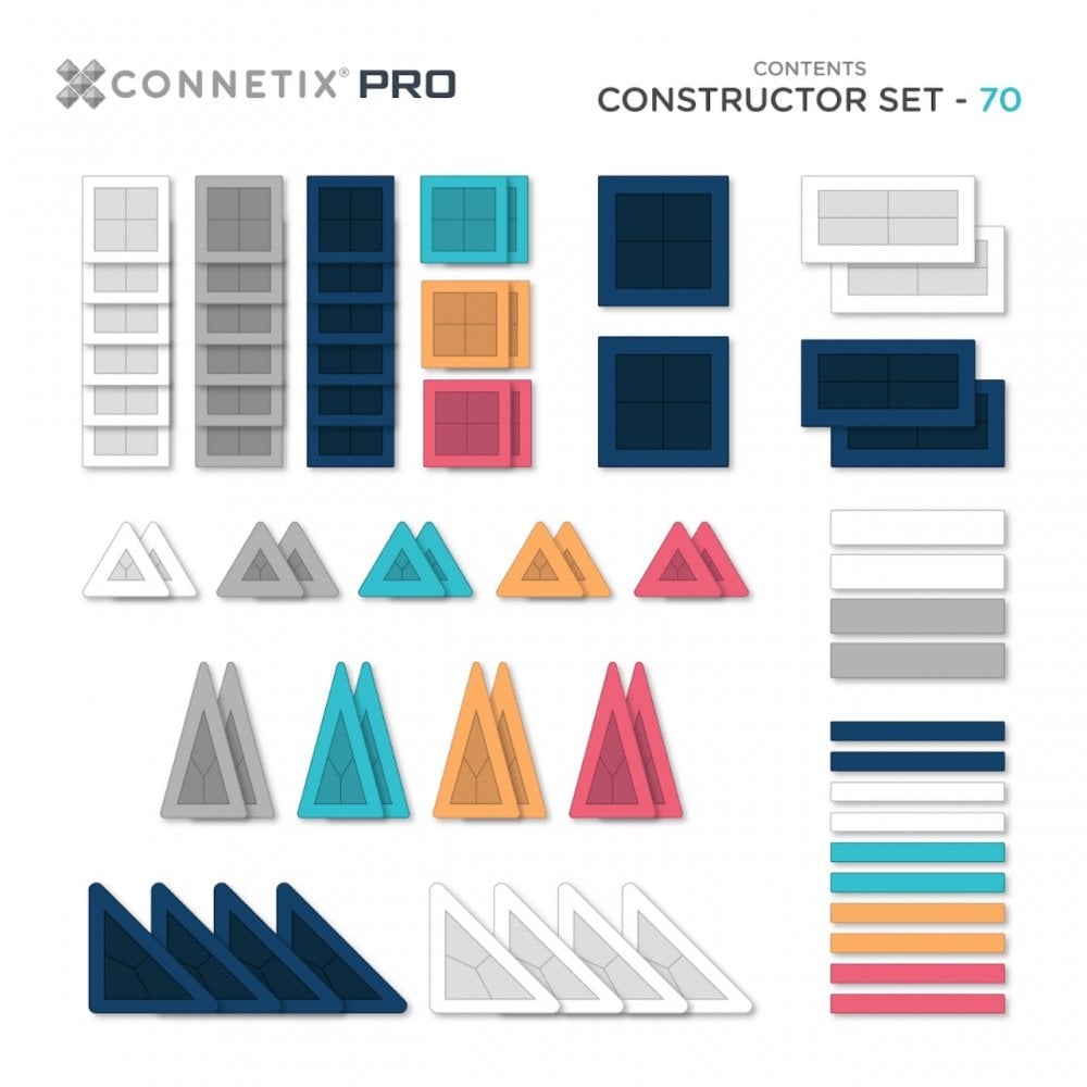 MAGNETIC TILES 70 PIECES - PRO CONSTRUCTOR