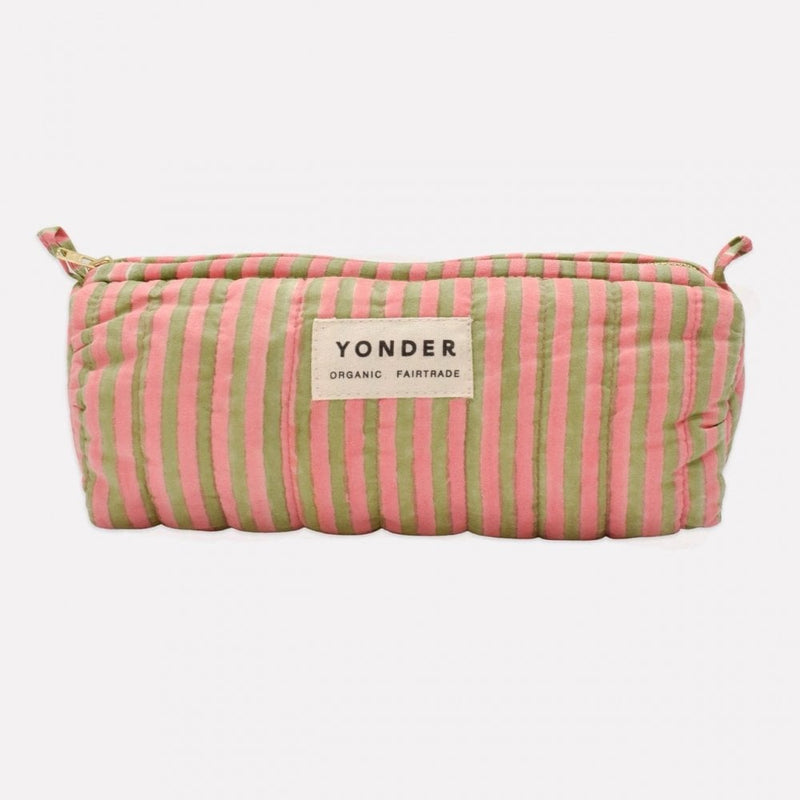QUILTED BARREL CASE - Candy Stripe Lychee