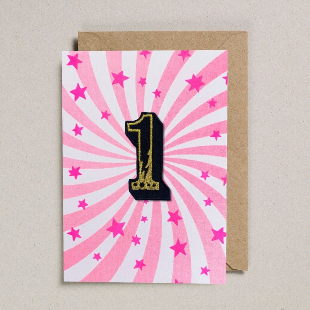 IRON ON PATCH CIRCUS AGE CARD - PINK