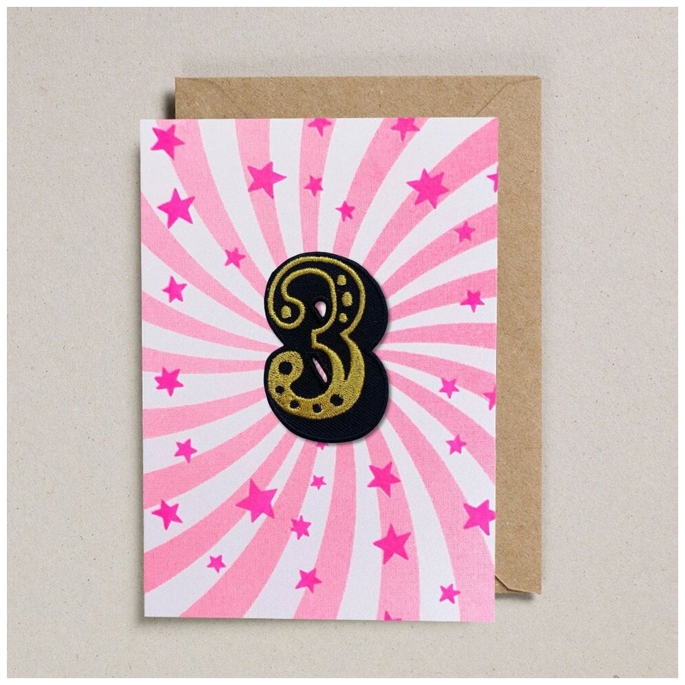 IRON ON PATCH CIRCUS AGE CARD - PINK