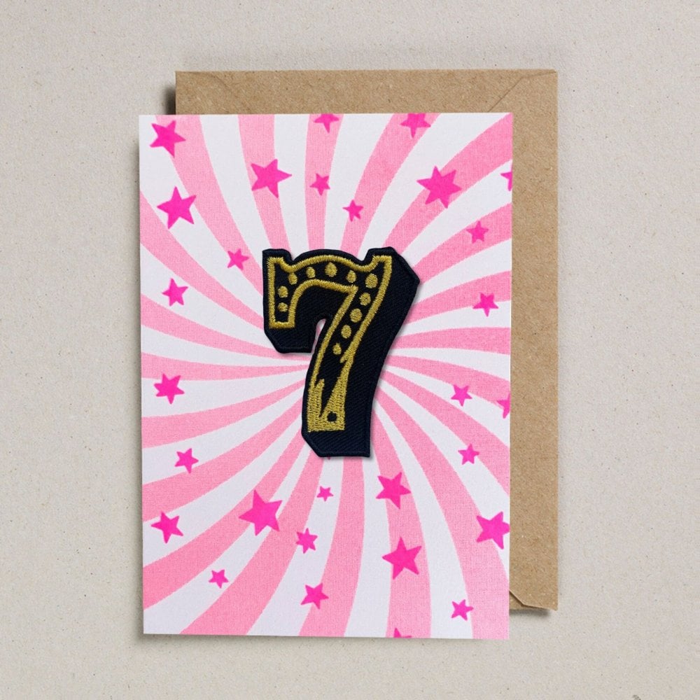 IRON ON PATCH CIRCUS AGE CARD - PINK