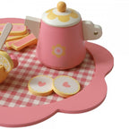 WOODEN TOY RETRO FLOWER TEA SET - PINK