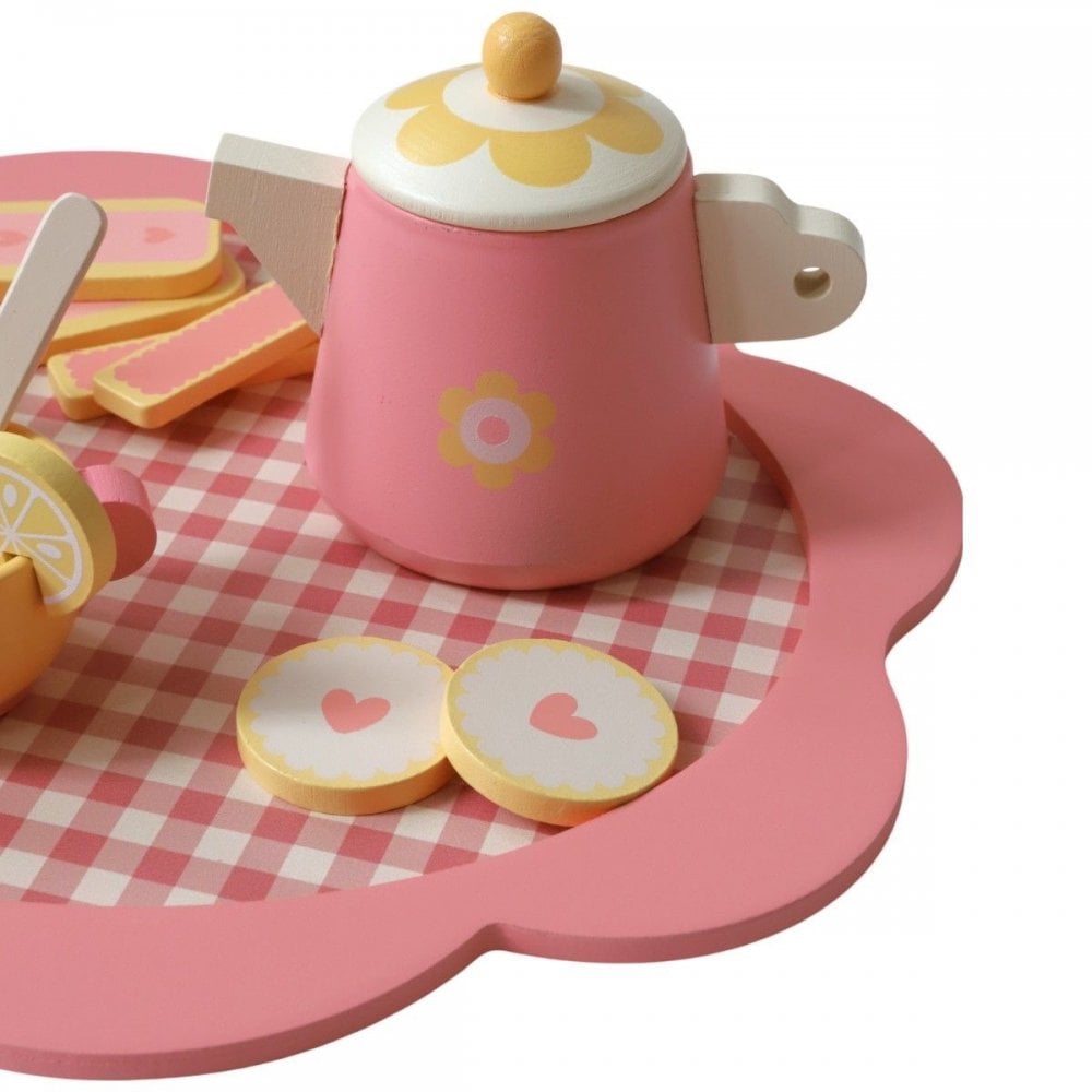 WOODEN TOY RETRO FLOWER TEA SET - PINK