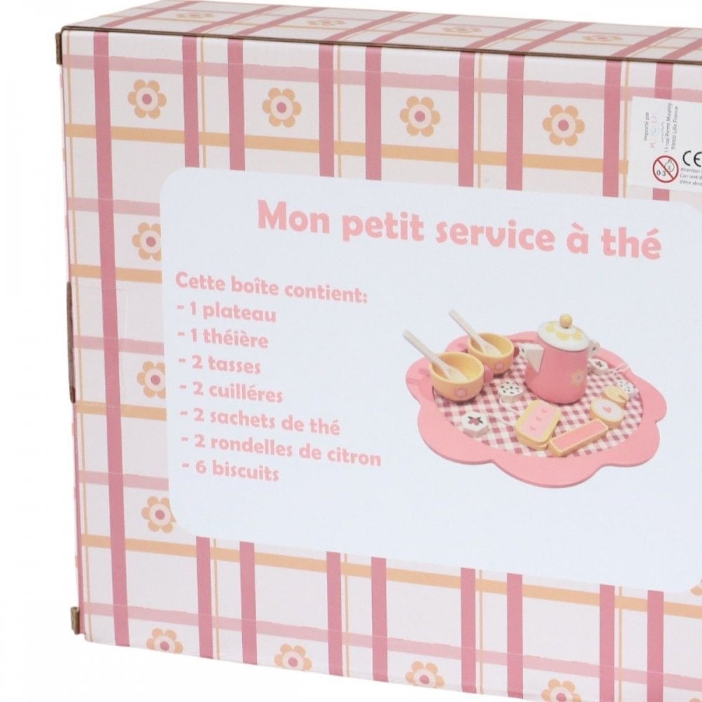 WOODEN TOY RETRO FLOWER TEA SET - PINK