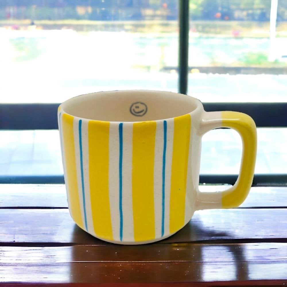 SMALL CERAMIC MUG - YELLOW STRIPE