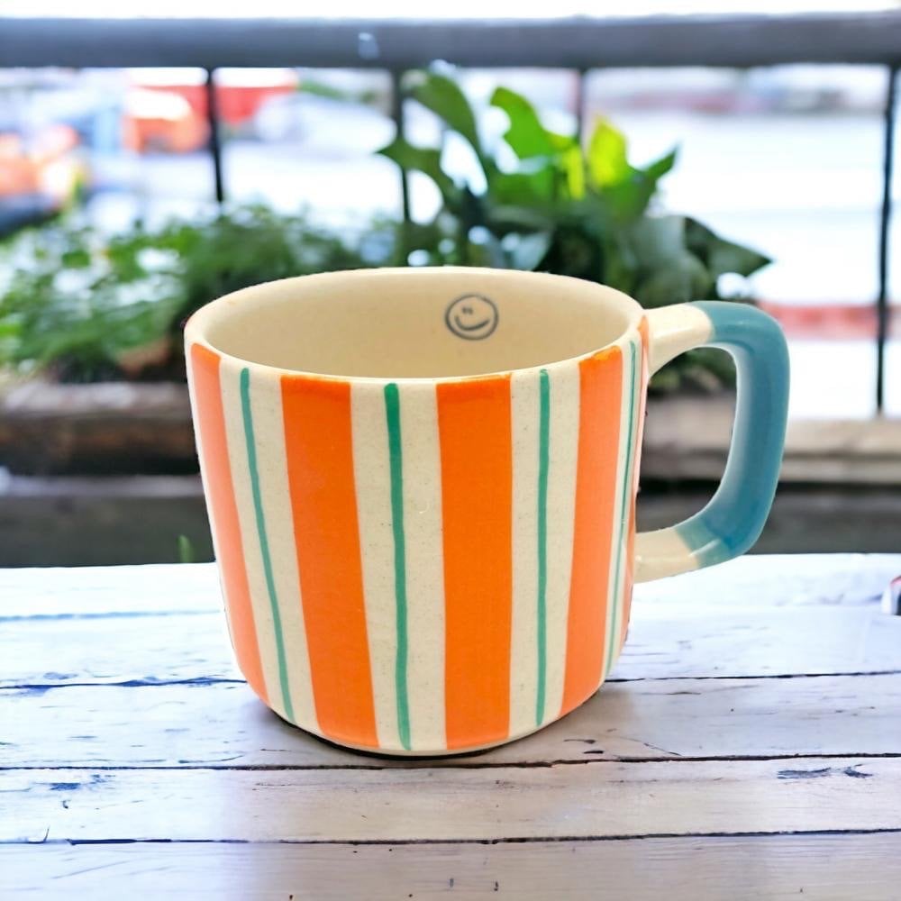 SMALL CERAMIC MUG - ORANGE STRIPE