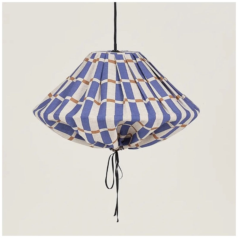 YUMI LINEN LAMPSHADE 50cm - Blue Mustard Mosaic