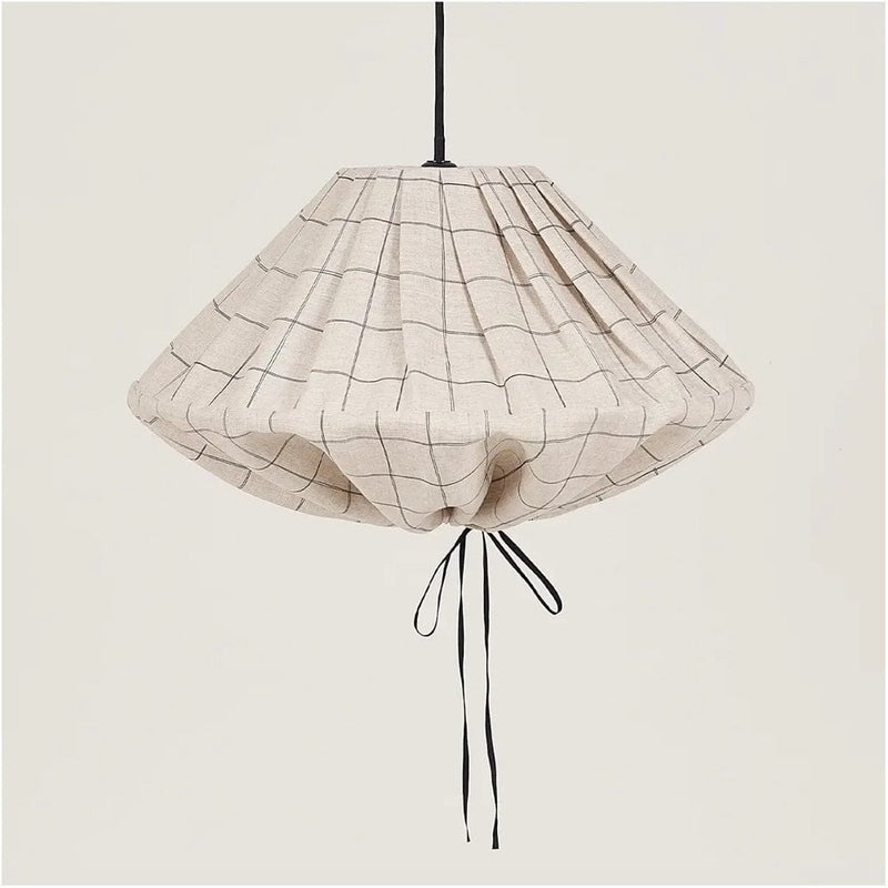 YUMI LINEN LAMPSHADE 50cm - Charcoal Grid