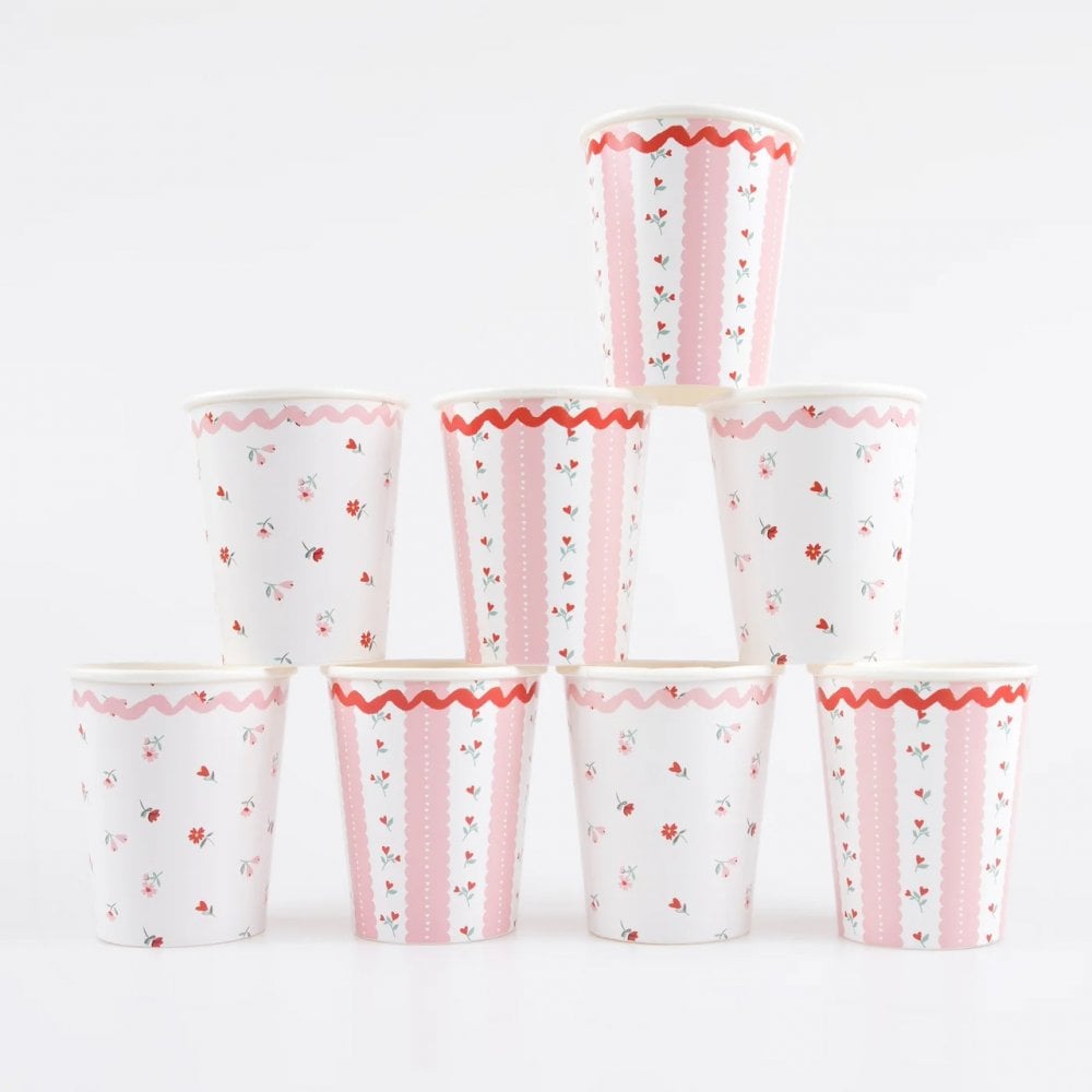 8 VINTAGE ROSE CUPS