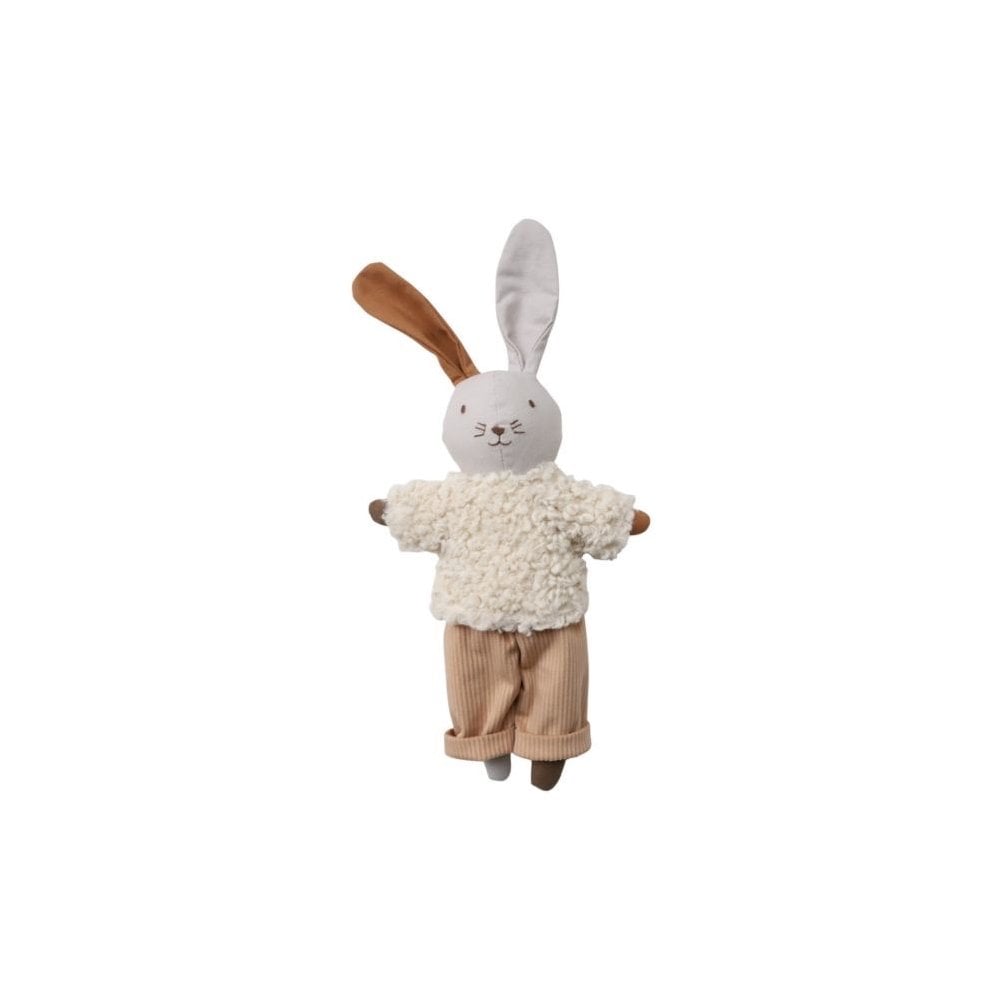 FABRIC BUNNY SOFT TOY WITH VELVET TROUSERS