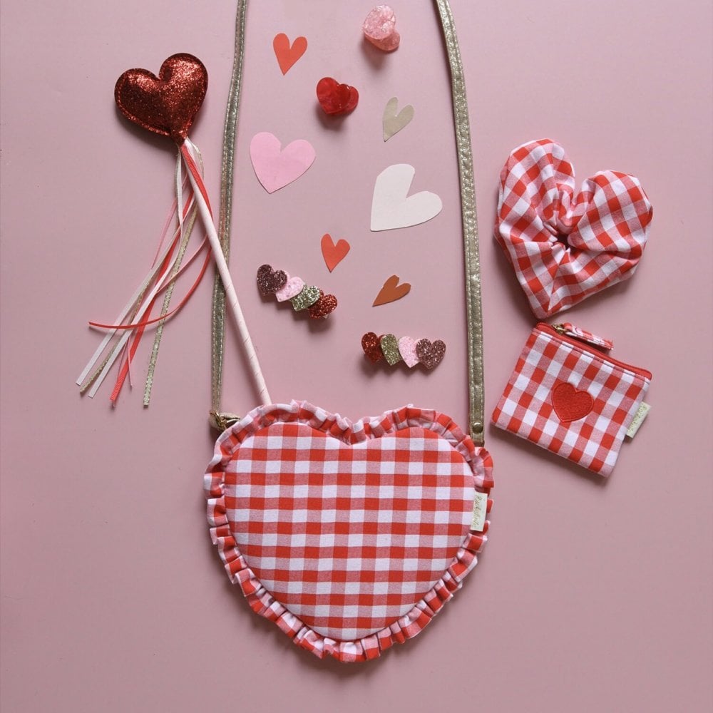 GINGHAM LOVE HEART HAIR SCRUNCHIE