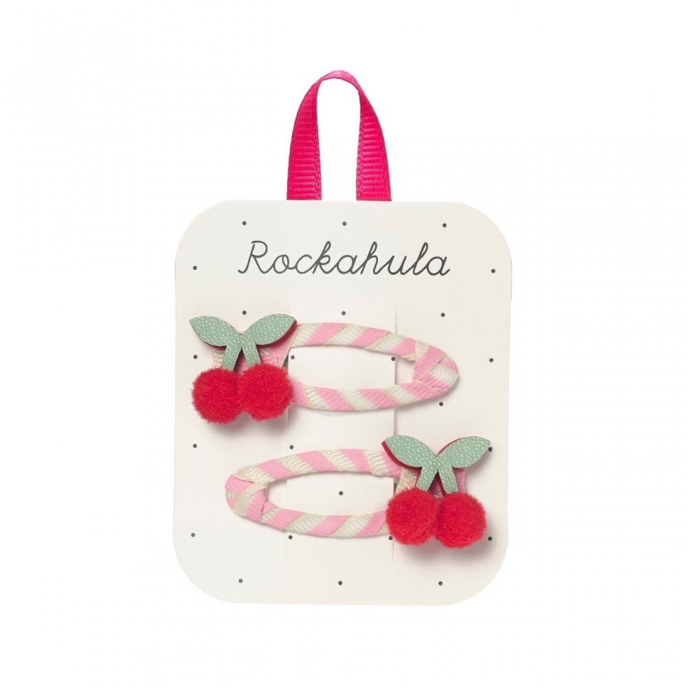 CHERRY KISS STRIPY HAIR CLIPS