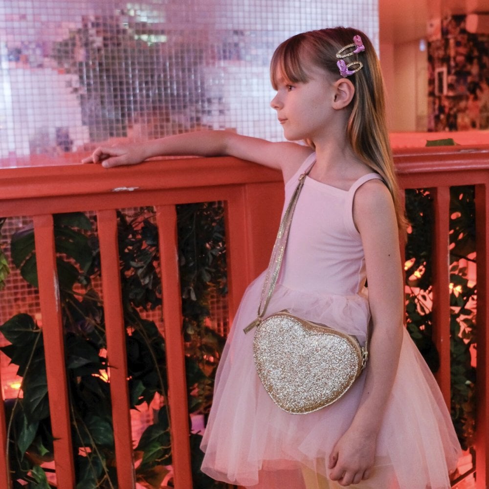 LOVE HEART GOLD GLITTER BAG