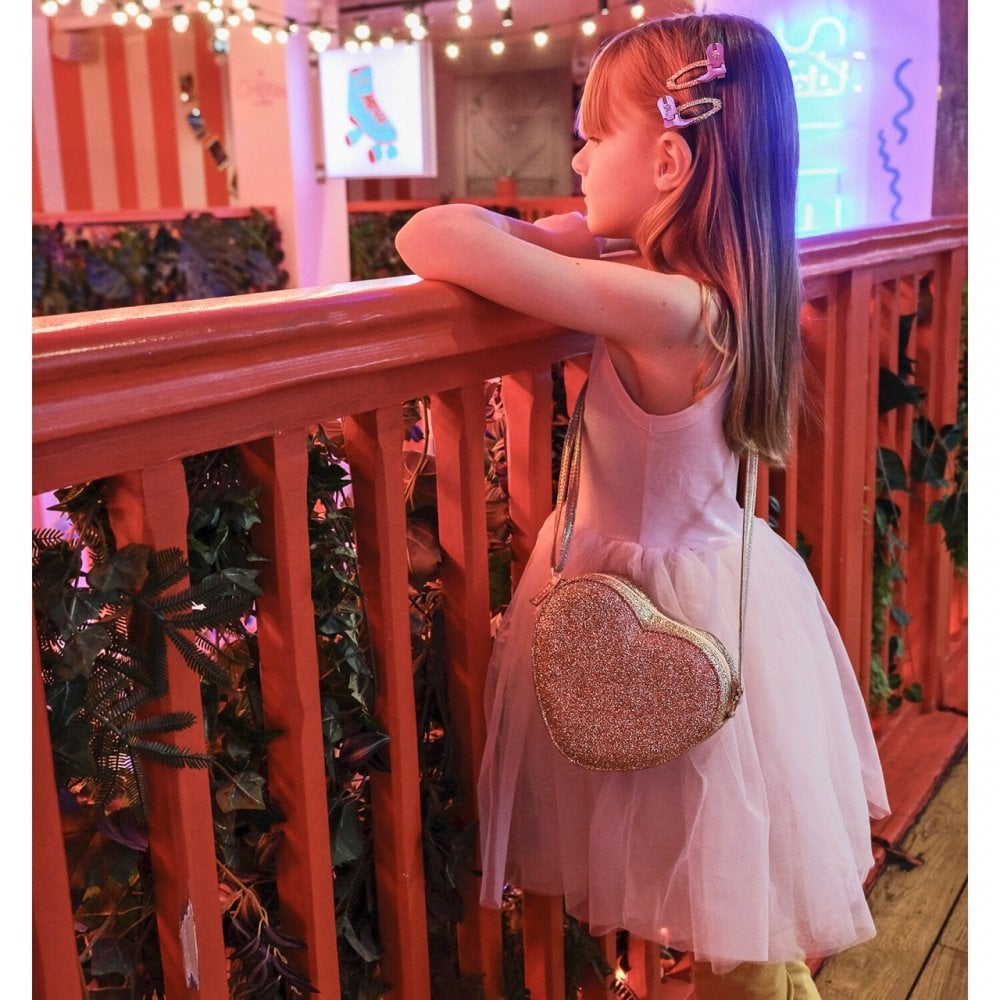 LOVE HEART GOLD GLITTER BAG