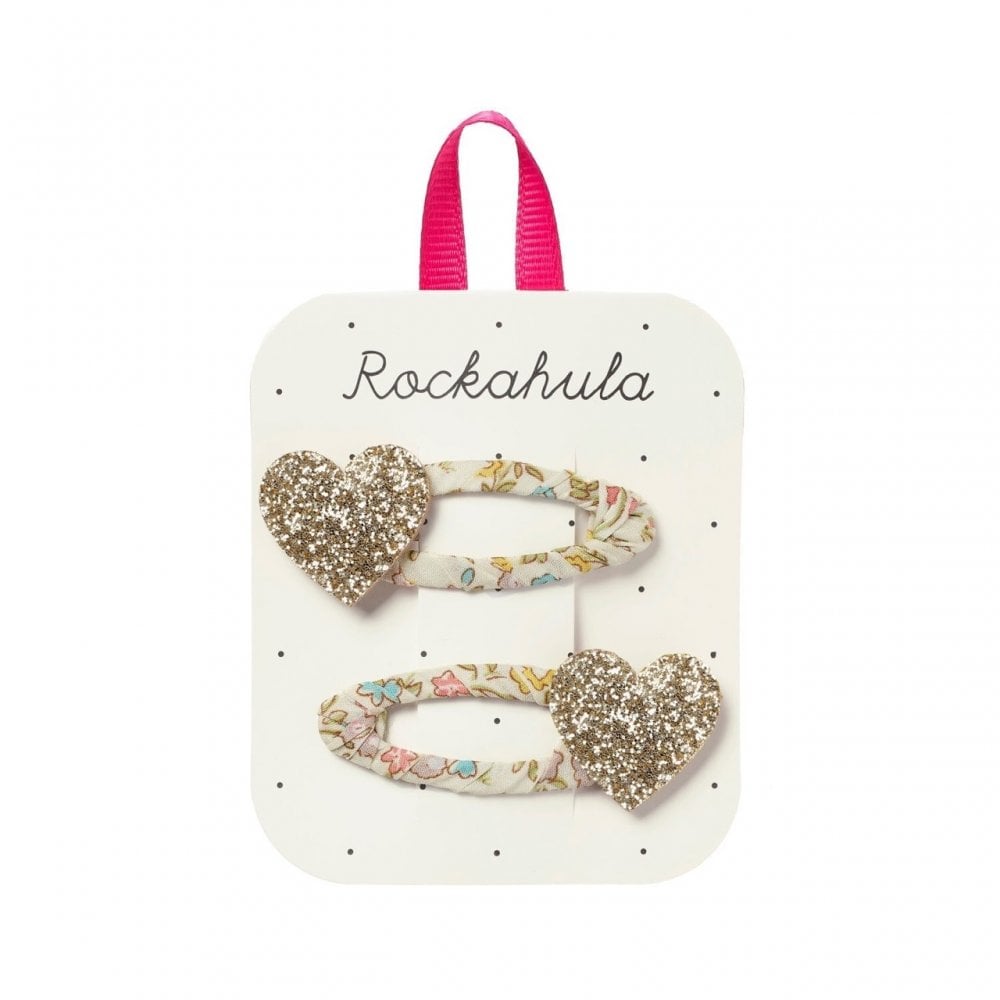 PETAL GLITTER HEART HAIR CLIPS