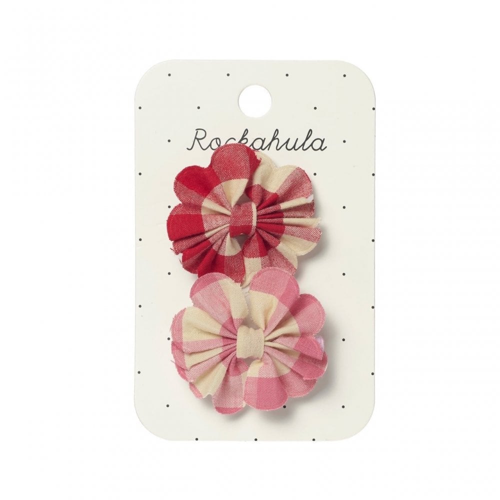 SCALLOPED GINGHAM BOW HAIR CLIPS
