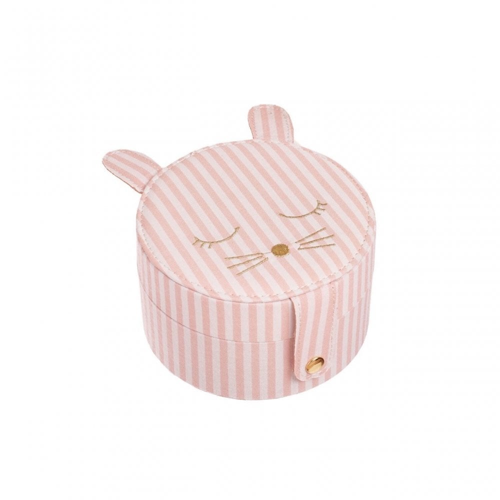 STRIPY BUNNY ROUND JEWELLERY BOX