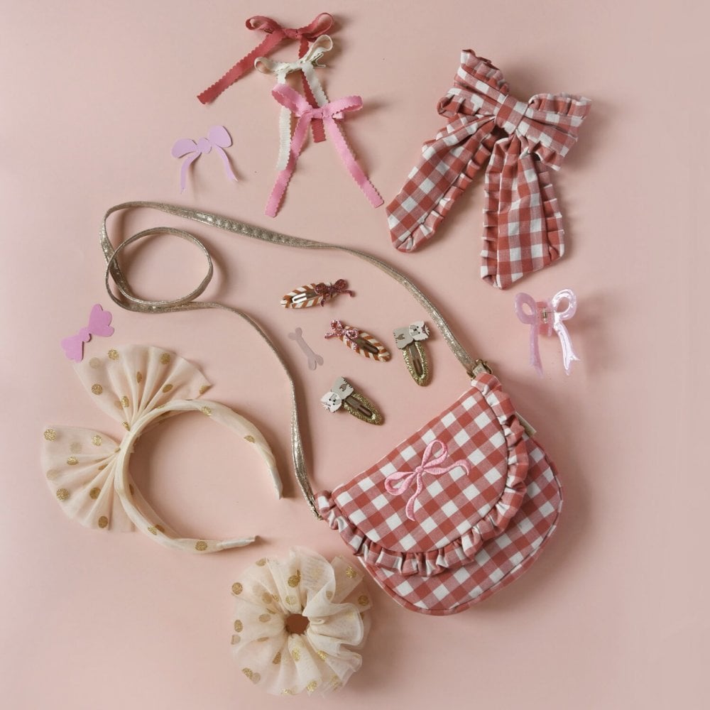 STRIPY GLITTER BOW HAIR CLIPS