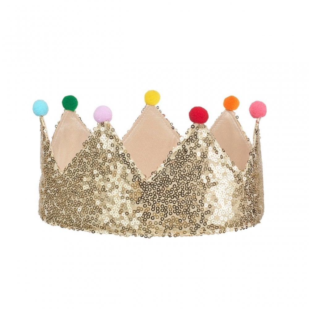 GOLD SEQUIN POM POM CROWN
