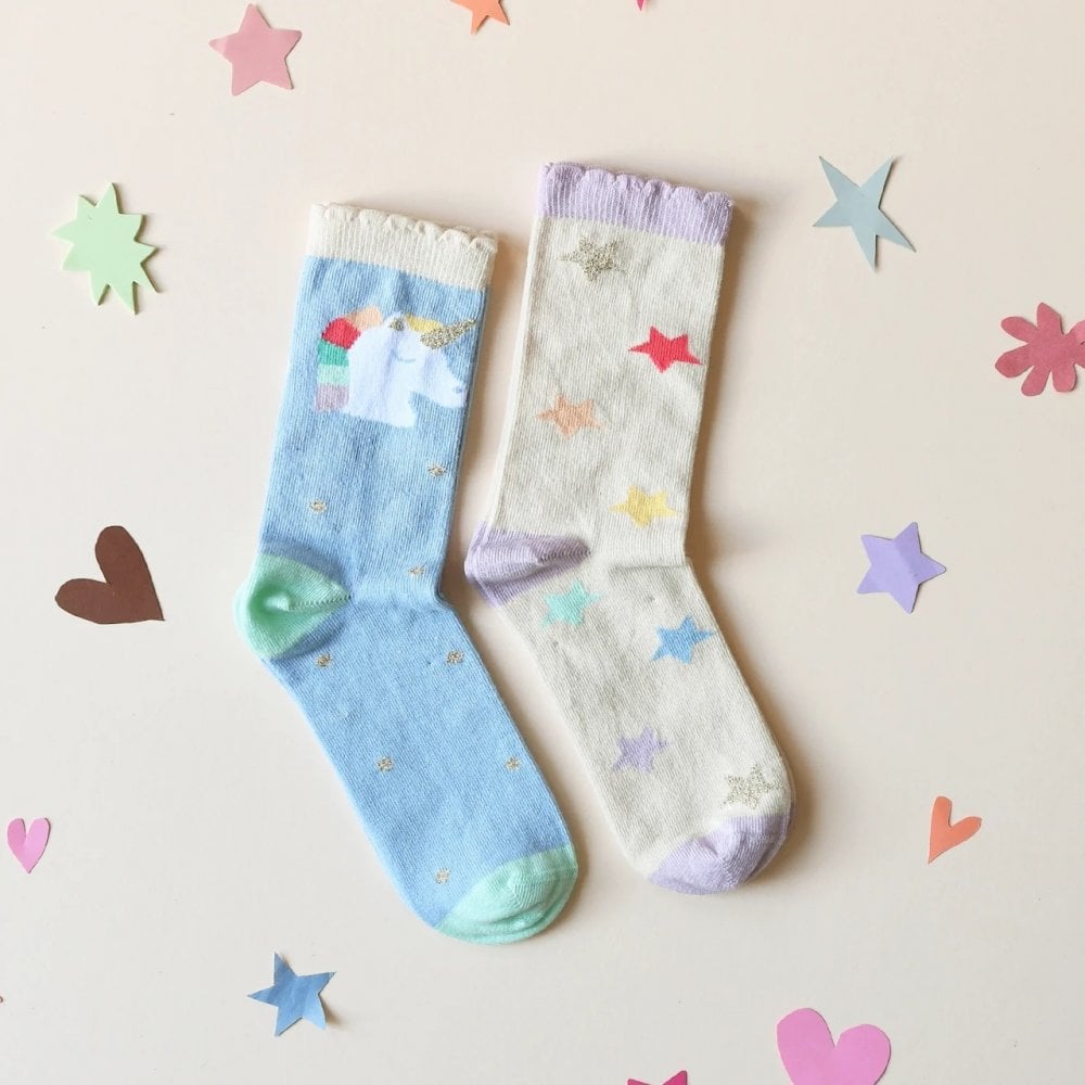 RAINBOW UNICORN SOCKS - 2 PACK