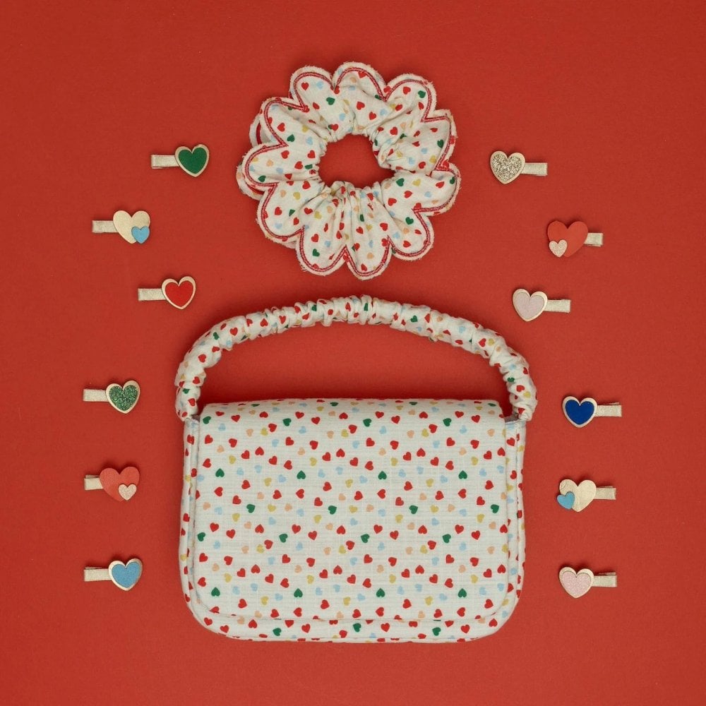 HEART PRINT TOP HANDLE BAG