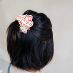 HEART PRINT SCALLOPED HAIR SCRUNCHIE