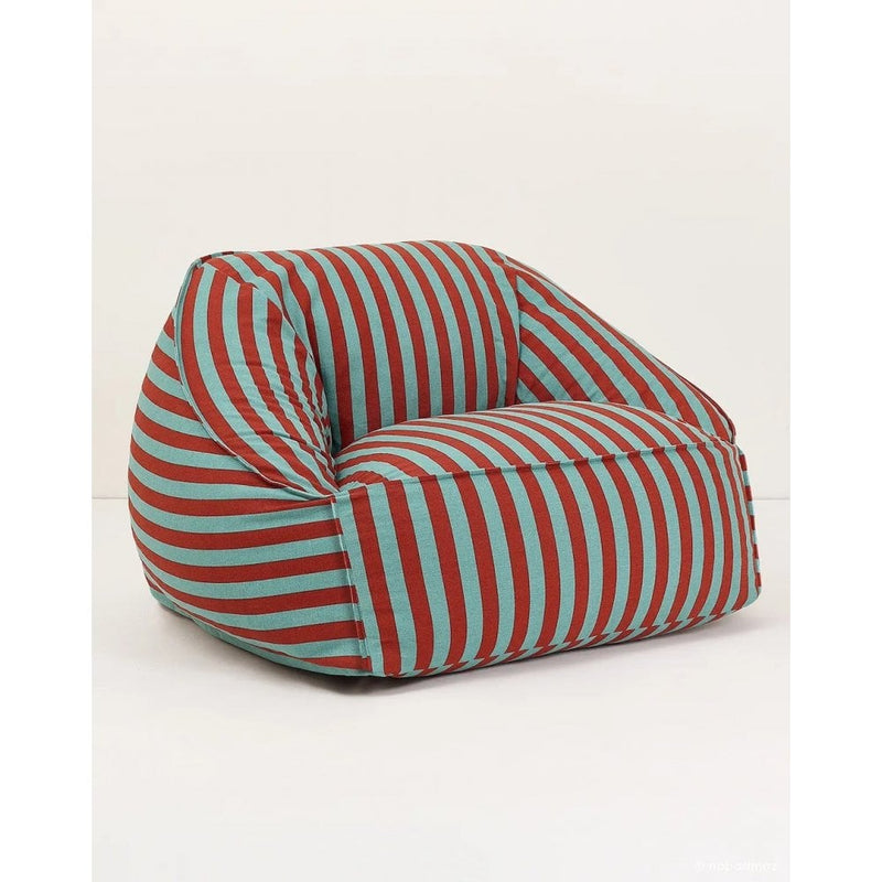 ZIGGY ARMCHAIR BEANBAG ADULT SIZE - Red Teal Green stripe
