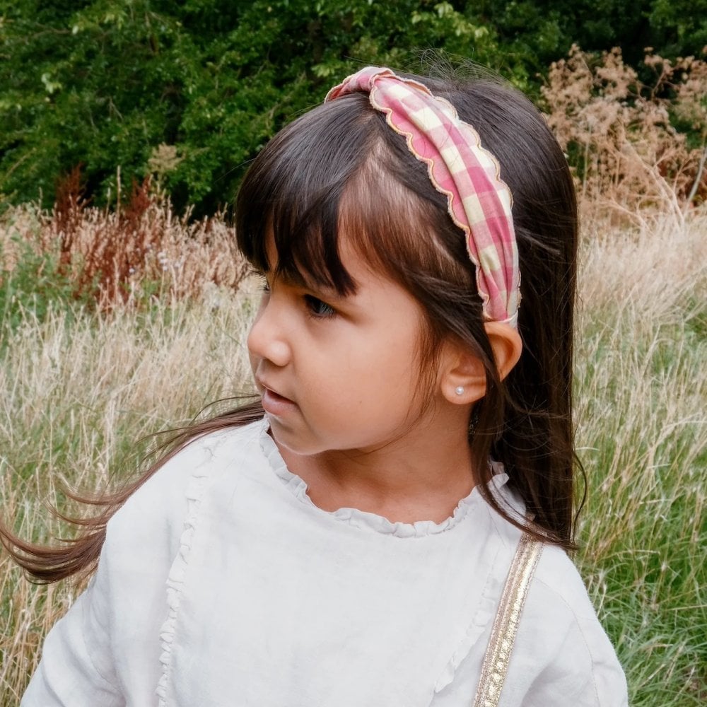 SCALLOPED GINGHAM HEADBAND
