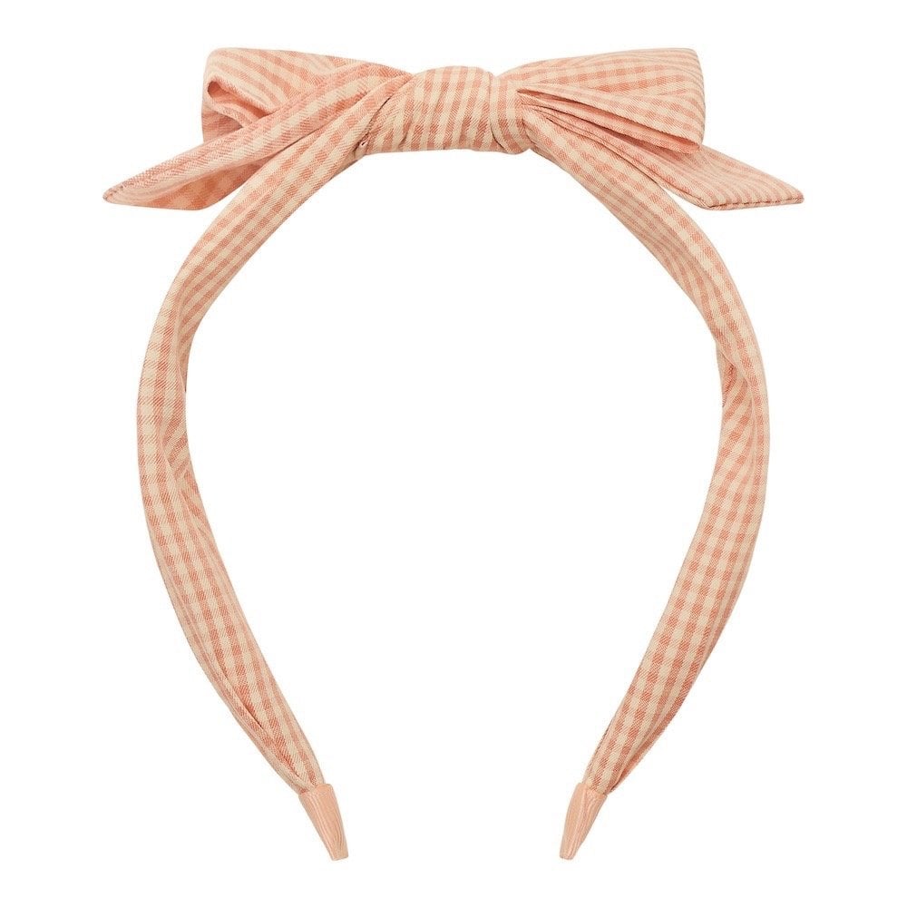 PEACH GINGHAM EDIE BOW ALICE HEADBAND