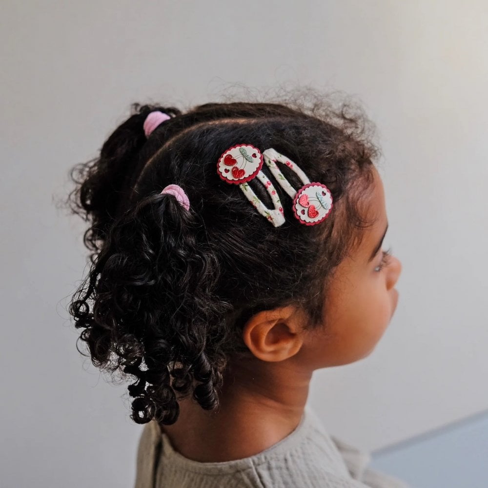 SCALLOP FRAMED CHERRIES CLIC CLAC HAIR CLIPS