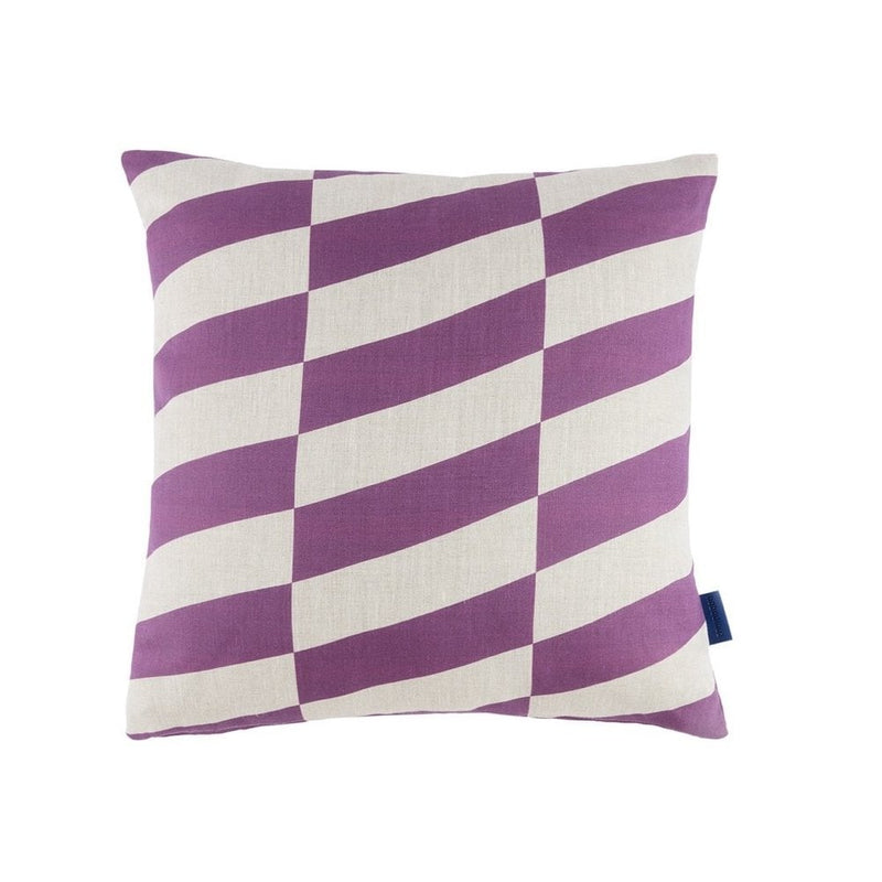 STANLEY SQUARE LINEN CUSHION - Purple diagonal tiles
