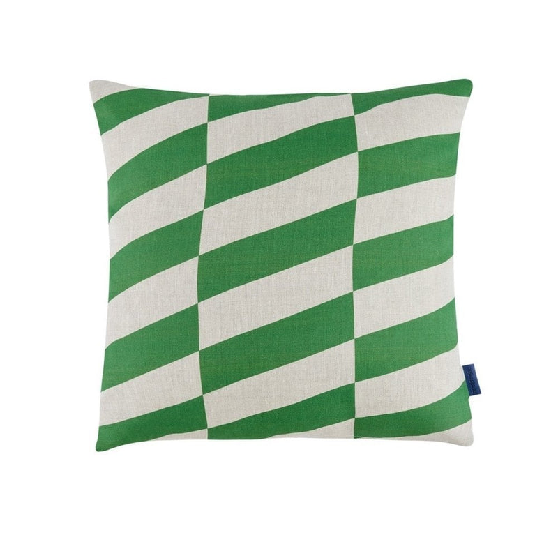 STANLEY SQUARE LINEN CUSHION - Green diagonal tiles