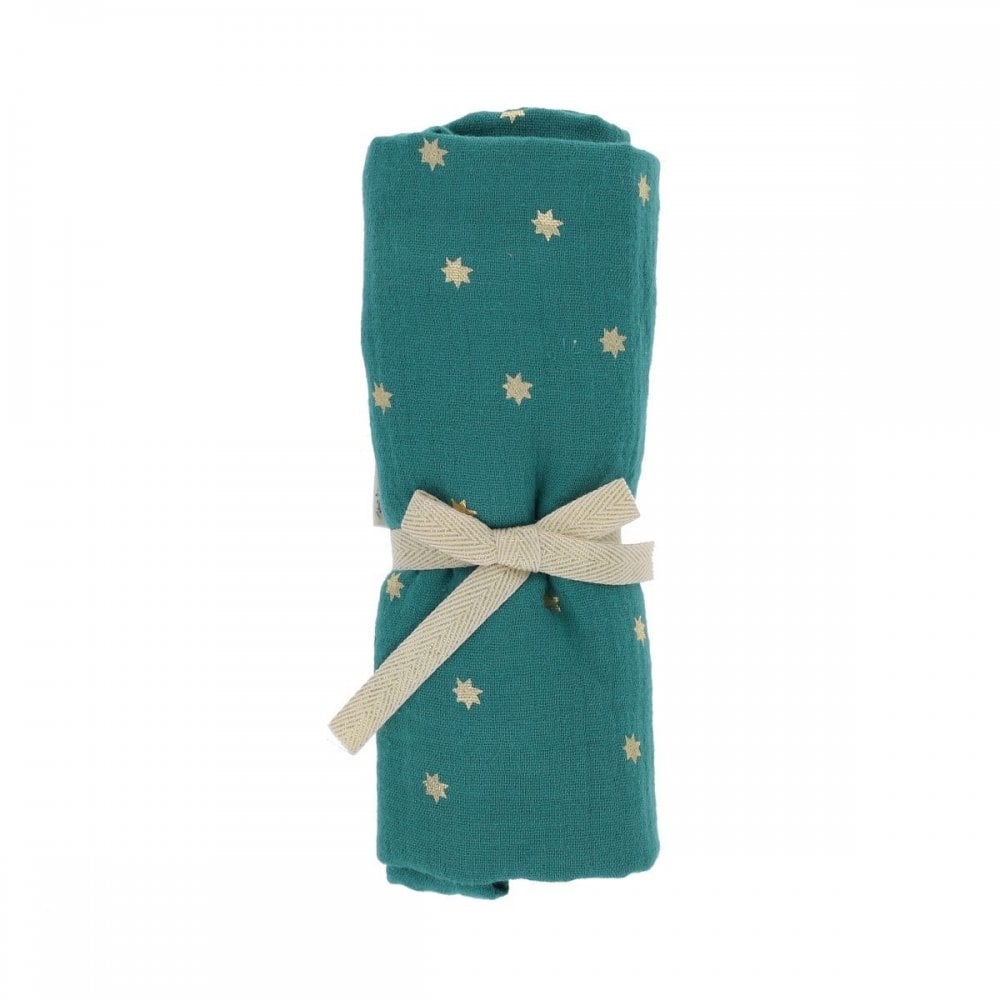 SMALL MUSLIN SWADDLE - GREEN STAR