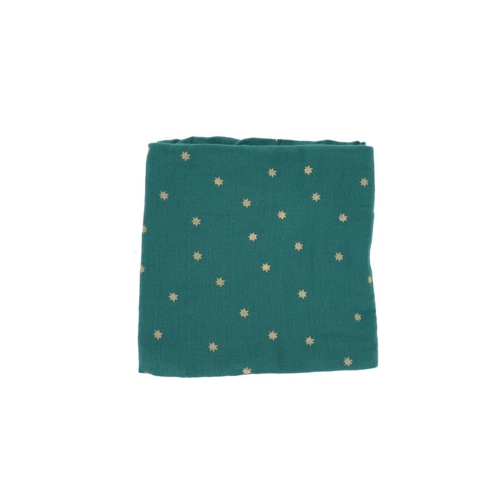 SMALL MUSLIN SWADDLE - GREEN STAR
